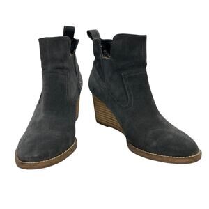 Blondo Waterproof Dark Grey Suede Wedge Chelsea Western Ankle Boots 5.5